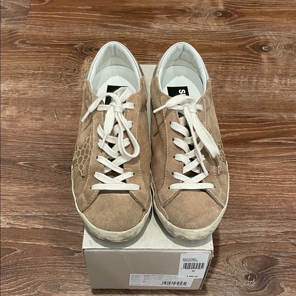 Golden Goose Tan Suede Sneakers
